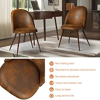 Ensemble de 2 chaises de bureau Homy Casa avec dossier rond rembourré, sans accoudoirs, imitation daim brun