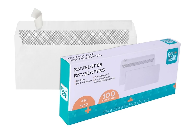 Pen + Gear N°10  Peler et coller des enveloppes , 100 unité , 4.15"x9.5" Pen + Gear N°10 Peler et coller des enveloppes 100 unité