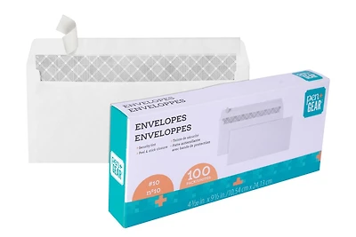 Pen + Gear N°10  Peler et coller des enveloppes , 100 unité , 4.15"x9.5" Pen + Gear N°10 Peler et coller des enveloppes 100 unité
