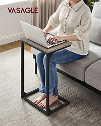 Boutique Home C-Shaped Sofa End Side Table Ideal for Den, Living Room, TV Tray Table - Grey