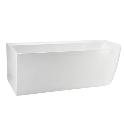 A&E Bath and Shower Silqua 59 po x 29,5 po Baignoire autoportante d’angle gauche en blanc brillant