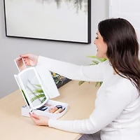 Portable Tri-Fold LED Mirror - Lighted Vanity Mirror with Storage Tray