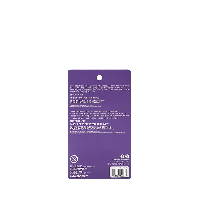 Goody Grooved Sectioning Clips - Hair Styling Clips - 5 Ct, Goody Clip