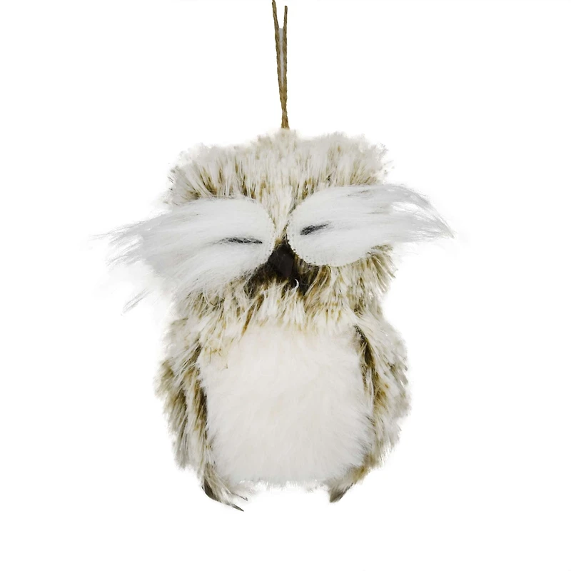 Holiday Time Christmas Warm Wishes Faux Fur Owl Ornament, Brown, 1 Count, Measures 4" in height