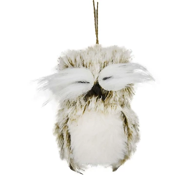 Holiday Time Christmas Warm Wishes Faux Fur Owl Ornament, Brown, 1 Count, Measures 4" in height