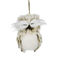 Holiday Time Christmas Warm Wishes Faux Fur Owl Ornament, Brown, 1 Count, Measures 4" in height