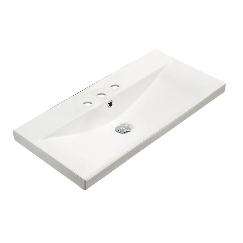 American Imaginations AI-29093 23,86 pouces W 15,51 pouces D Dessus en céramique de couleur blanche pour 3H4 po. Robinet