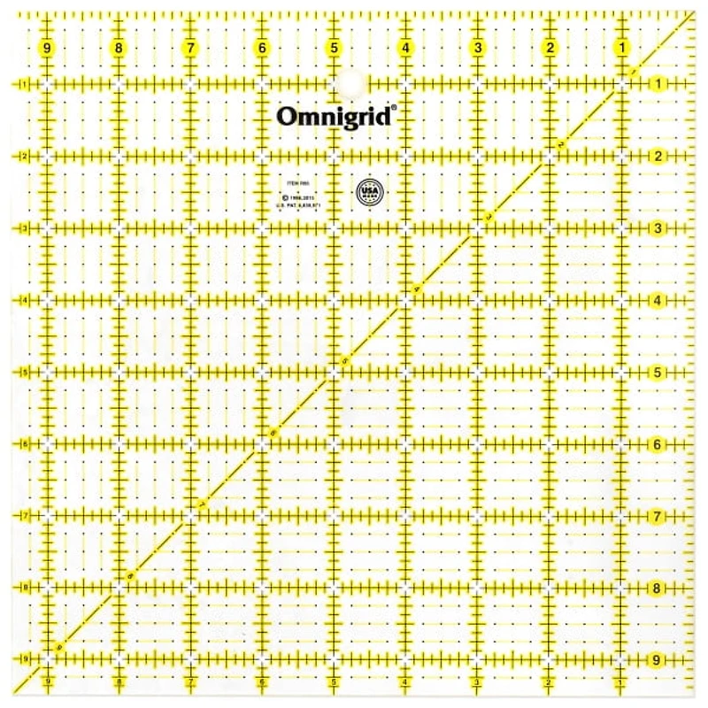 Omnigrid Règle carrée à courtepointe (4-1/2 po, 6-1/2 po, 9-1/2 po et 12-1/2 po)