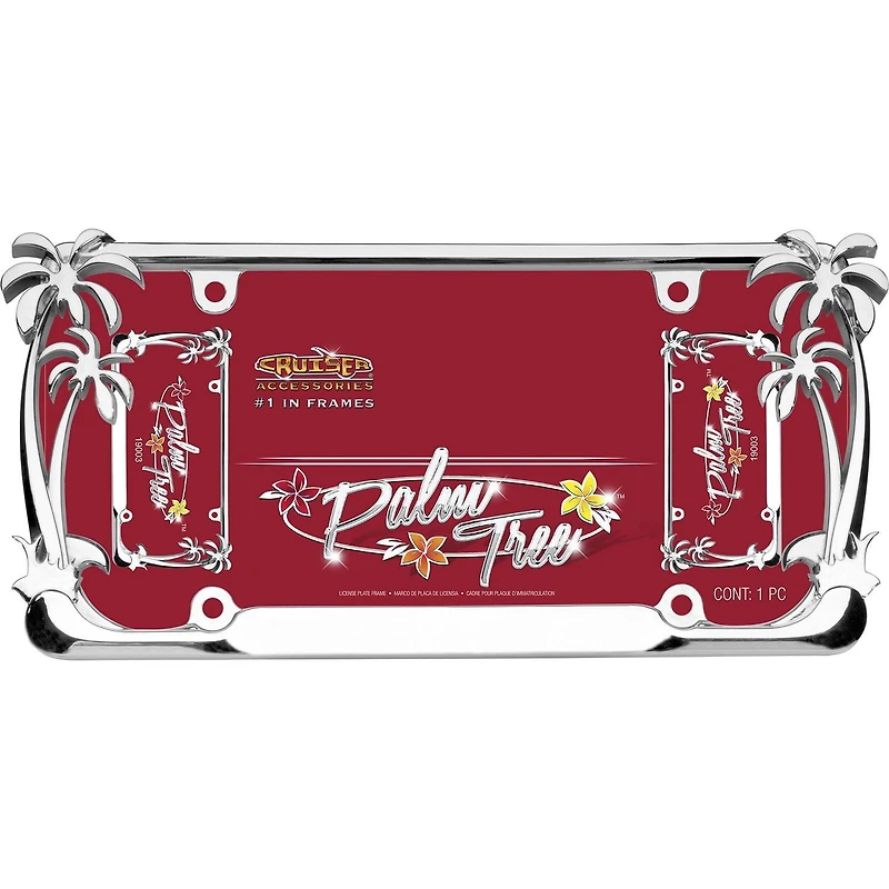 Cruiser Accessories, cadre chromé avec palmier pour plaque d’immatriculation