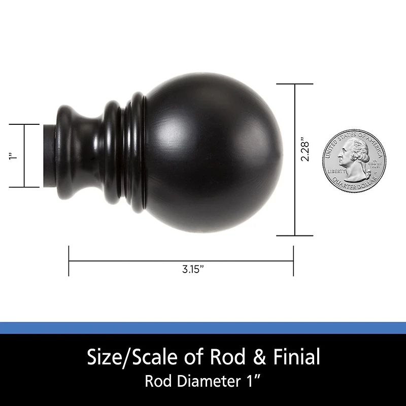 Mainstays Tringle à rideau décorative réglable 76,20 - 213,36 cm, Diamètre 2,54 cm, Noir