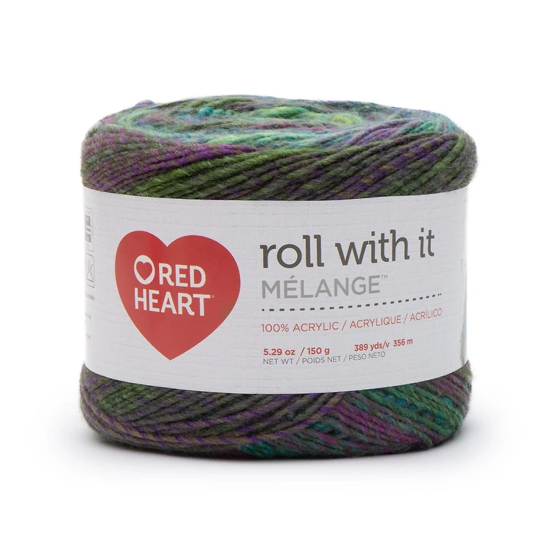 Red Heart® Roll with it melange™ #4 Worsted (Medium) Acrylique Fil, 5.29oz/150g 389 Yards