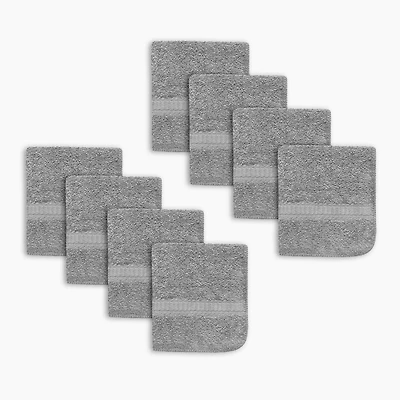 Ensemble de 8 débarbouillettes Mainstays Basics, Charbon 100% Coton, 12x12