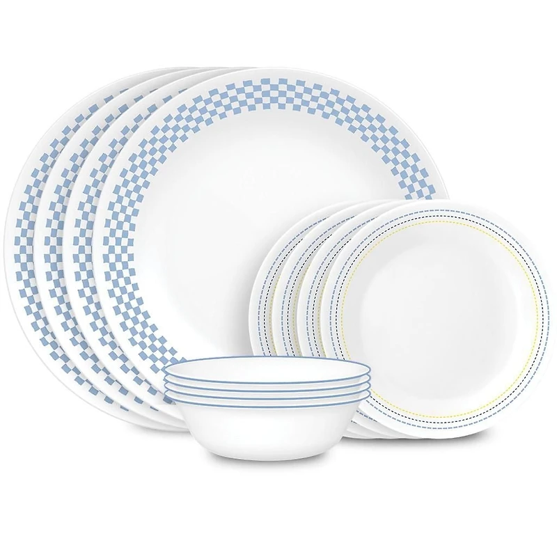 Corelle Amelia 12-Piece Glass Dinnerware Set (Service for 4), AMELIA 12PC SET
