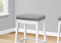 Monarch Specialties Tabouret De Bar, Lot De 2, Hauteur Du Comptoir, Siège De Selle, Cuisine, Bois, Pu D'aspect Cuir, Blanc, Gris, Transitionnel