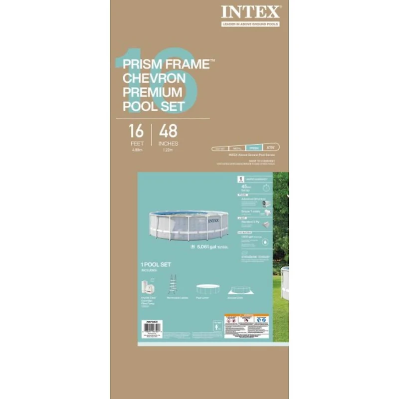 Intex 16Ft X 48In Chevron Prism Frame Premium Pool Set, Age: 6+