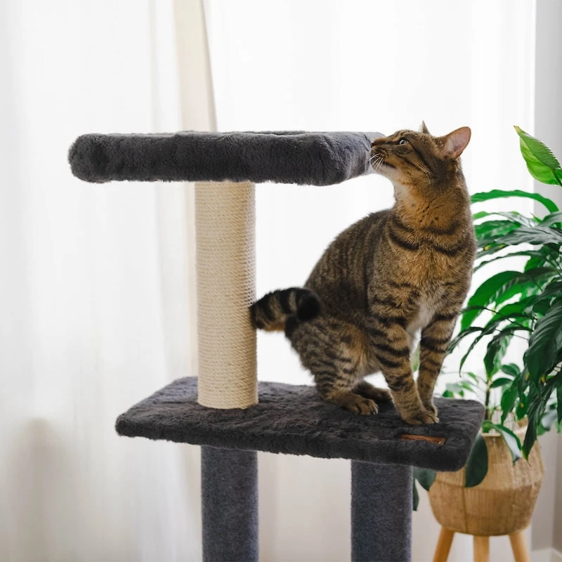 Hut Hideout - Deluxe 3-Level Cat Tree (Grey)