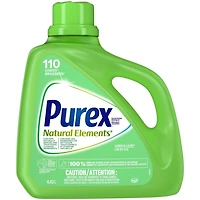 Purex détergent à lessive liquide concentré 4-en-1, Natural Elements, lin et lis, sans colorants ajoutés, 4,43 litres, 110 brassées