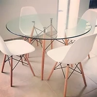 Heavenly Collection | Eiffel Glass Dining Table 32” Diameter for Dining Rooms or Outside Spaces