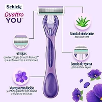 Rasoirs jetables Quattro YOU de Schick à parfum d'Exotic Violet BloomsMC avec manches parfumés