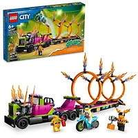 LEGO City Stuntz Stunt Truck & Ring of Fire Challenge 60357 with Flywheel-Powered Motorcycle Toy and Minifigures, Fun Gift for Kids Ages 6 Plus