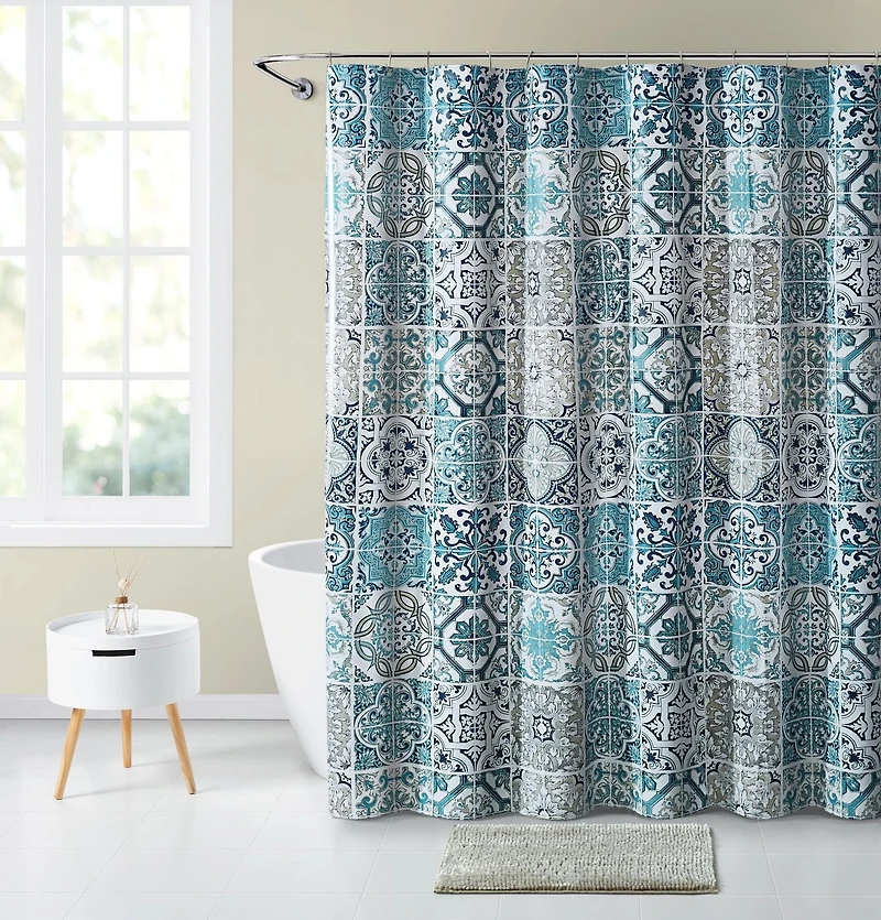 Mainstays Azulejos 14-Piece PEVA Bath Set