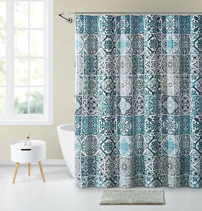 Mainstays Azulejos 14-Piece PEVA Bath Set