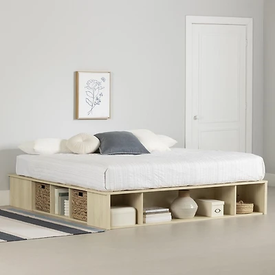 Avilla Lit avec paniers de rangement en osier inclus