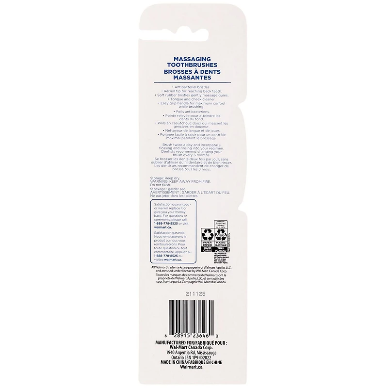 Equate Brosse à dents - Moyen Massantes 2 Brosses à dents, Moyen