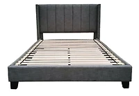 Topline Home Furnishings Lit à plate-forme avec capitonnage gris foncé