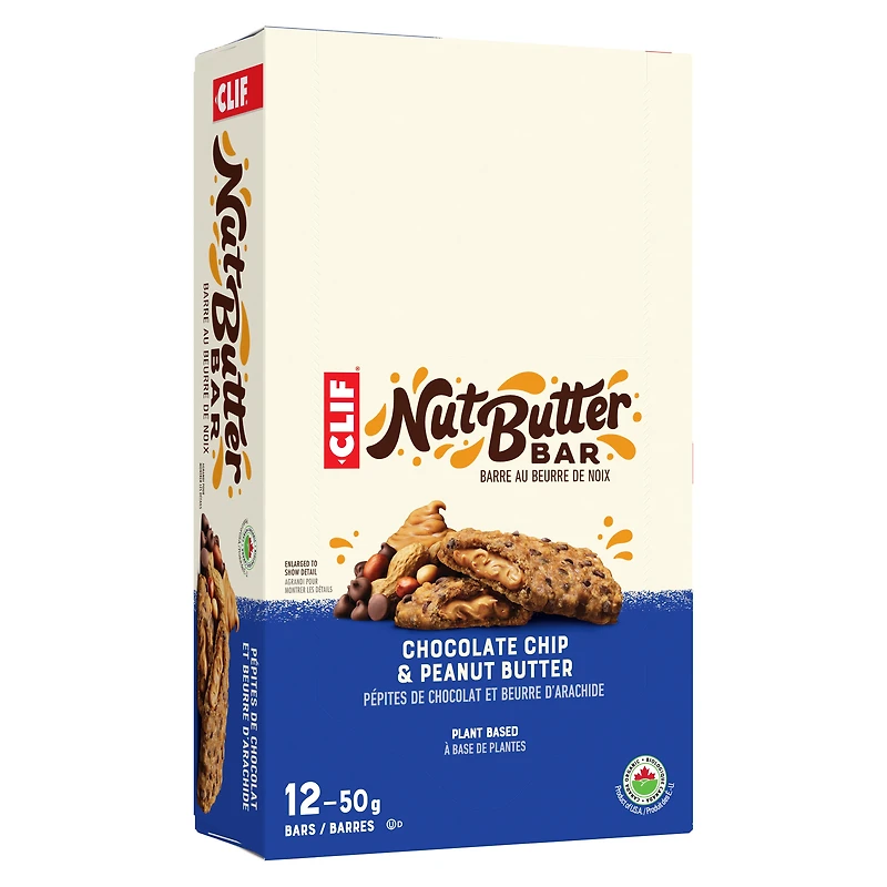 CLIF Nut Butter, barre aux pépites de chocolat et beurre d’arachide, biologique, sans arômes artificiels 50 g (emballage de 12)