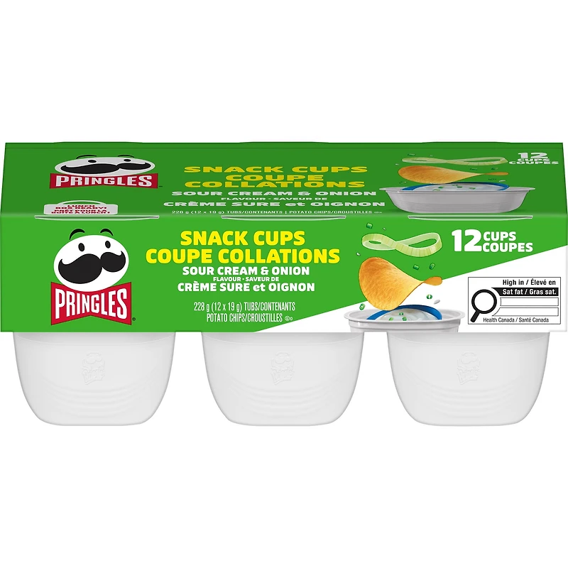 Pringles Snack Stacks Saveur de crème sure et oignon, 12x19g 12x19g