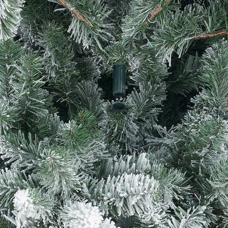 Holiday Time 9' Pre-lit Flocked Frisco Pine Christmas Tree, Green