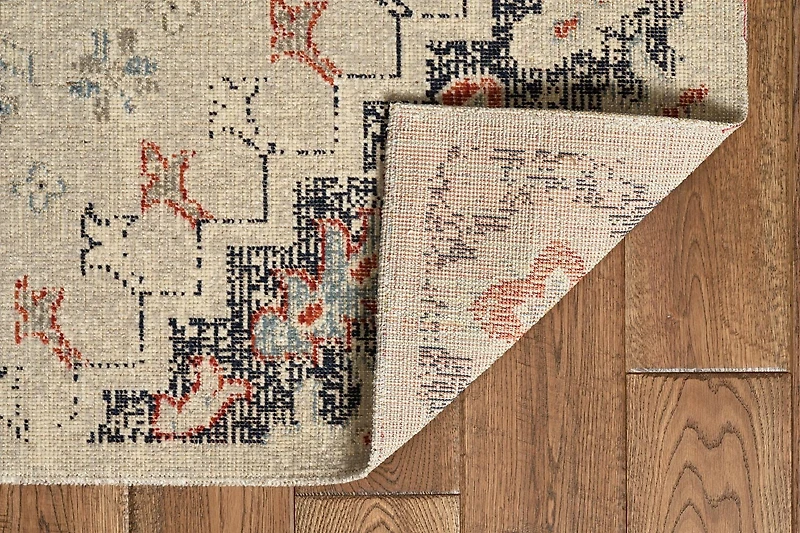 Tapis d'appoint Grand Zéro Rollins ivoire & marine de 2 pi x 3 pi