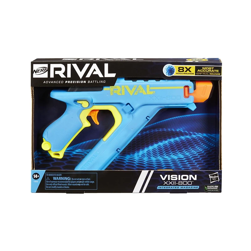 Nerf Rival, blaster Vision XXII-800, système Nerf Rival le plus précis, viseur ajustable, chargeur intégré, 8 billes en mousse de précision
