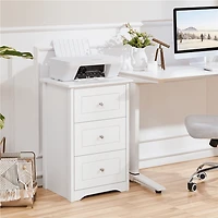 Fullfurnique Table de Chevet Moderne en Bois avec Trois Tiroirs, Blanc