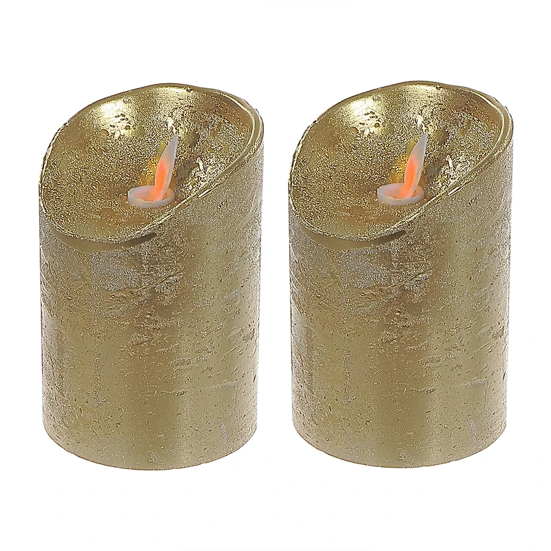 Bougie Led Scintillante En Cire (Dorée) - Lot De 2