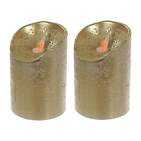 Bougie Led Scintillante En Cire (Dorée) - Lot De 2