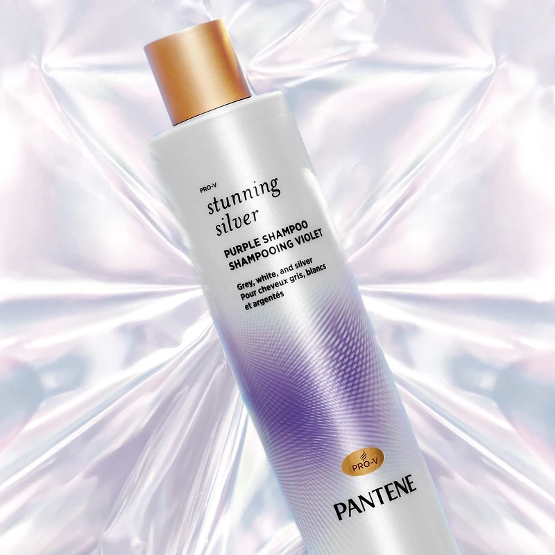Pantene Stunning Silver Brightening Purple Shampoo for Dyed Gray and Silver Hair, Paraben Free