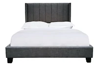 Topline Home Furnishings Lit à plate-forme avec capitonnage gris foncé