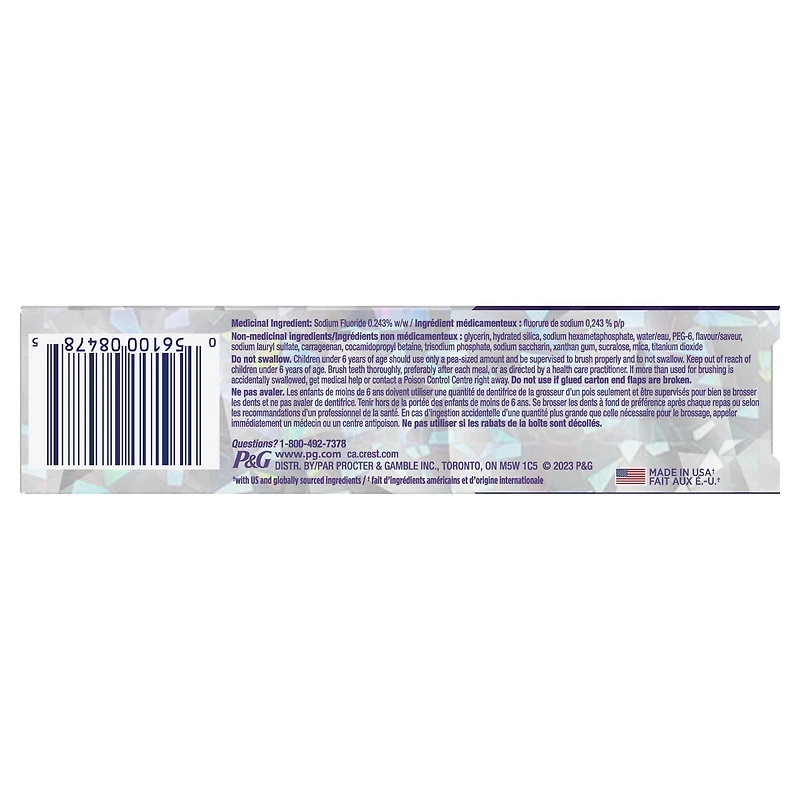 Dentifrice Crest 3D White Professionnel Protection de l’émail 65 mL
