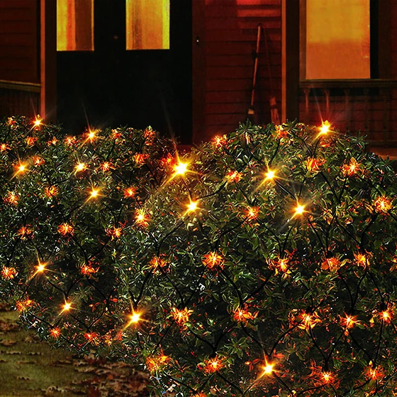 50-Count Twinkling Orange LED Net Lights, Indoor/Outdoor Halloween, by Way To Celebrate