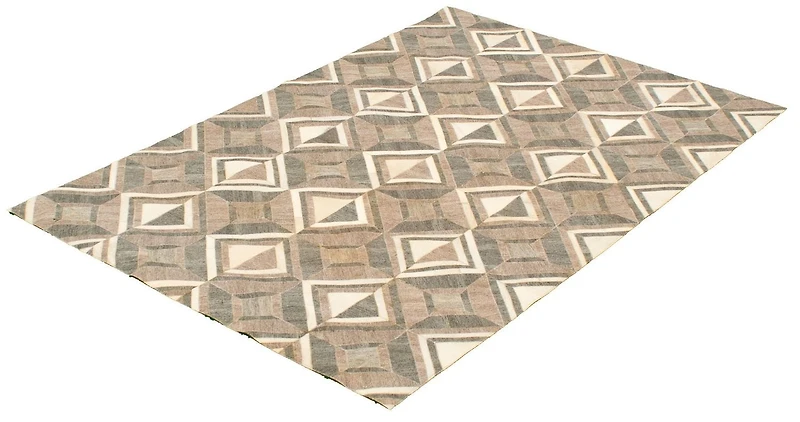 ECARPETGALLERY 4'11" x 7'9" Contemporary Cowhide Patchwork Handmade Area Rug for Living Room, Dining Room and Bedroom in Brown
