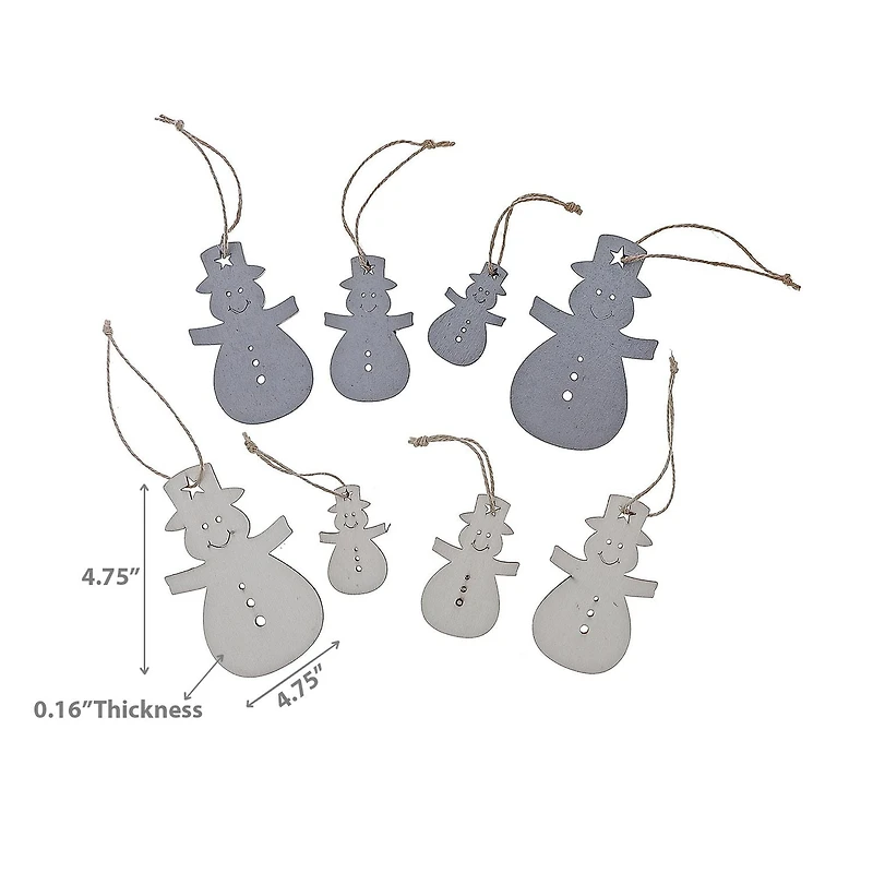 Christmas 4Pk Wood Ornaments Snowman - Set of 4
