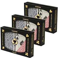 3 Ensembles de jeux de cartes COPAG 100% PLASTIQUE / Format poker / Indez Jumbo / Rouge & Bleu
