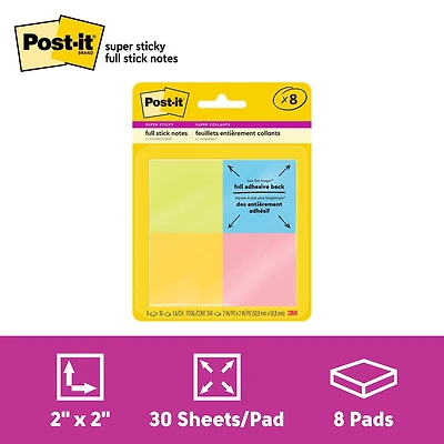 Post-it® Super Sticky Notes F220-8SSAU, Rio de Janeiro Collection, 25 sheets per pad, 8 pads per pack