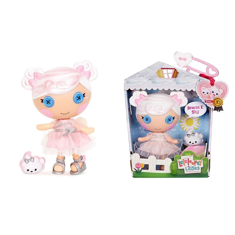 Petite poupée Lalaloopsy - Breeze E. Sky  avec nuage comme animal de compagnie, poupée-ange de 7 po (17,78 cm) avec ailes, tenue rose et chaussures amovibles, dans un emballage de jeu de maison réutil
