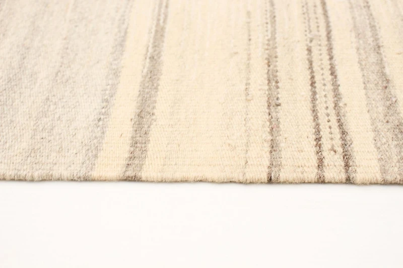 ECARPETGALLERY 5'0" x 8'0" Flat-weaves & Kilims Organica Hand Made Area Rug for Living Room, Dining Room and Bedroom in Ivory