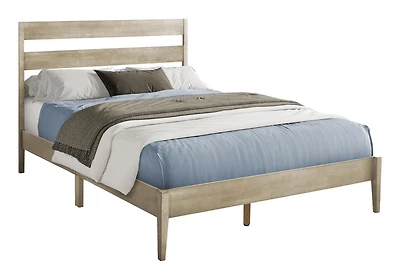 Monarch Specialties Bed, Queen Size, Frame Only, Platform Bed, Bedroom, Grey Wood Frame, Grey Solid Wood Legs, Contemporary