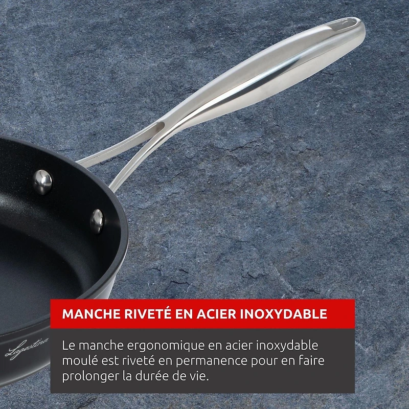 Poêle Lagostina Academy Clad antiadhésive de 26 cm, noire, Compatible avec l'induction