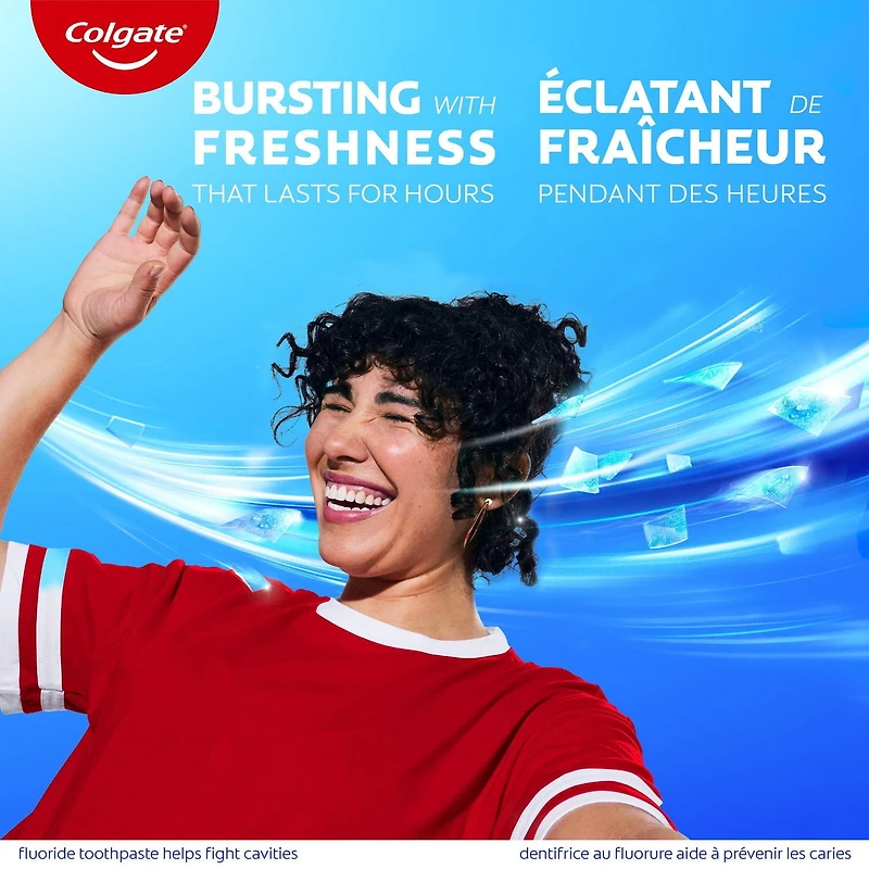 Colgate Max Fresh Knockout Toothpaste with Mini Breath Strips, Electric Mint, 150 mL